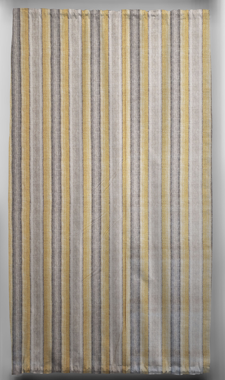 Yellow Gray Beige Stripes French Door Curtain Panel with Tie Back
