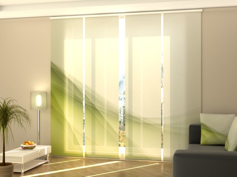 Sliding Panel Curtain Wellmira for Room Dividing, any sizes – Elegant Green Wave