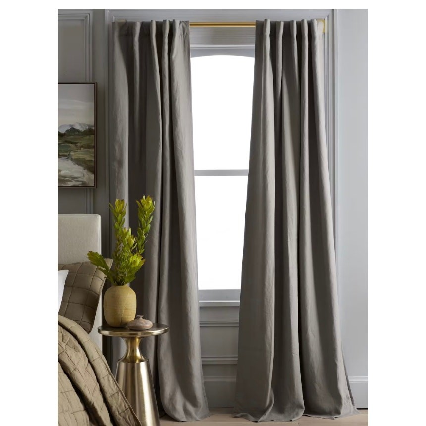 Quince European Linen Room Darkening Curtain White 49X108 #13