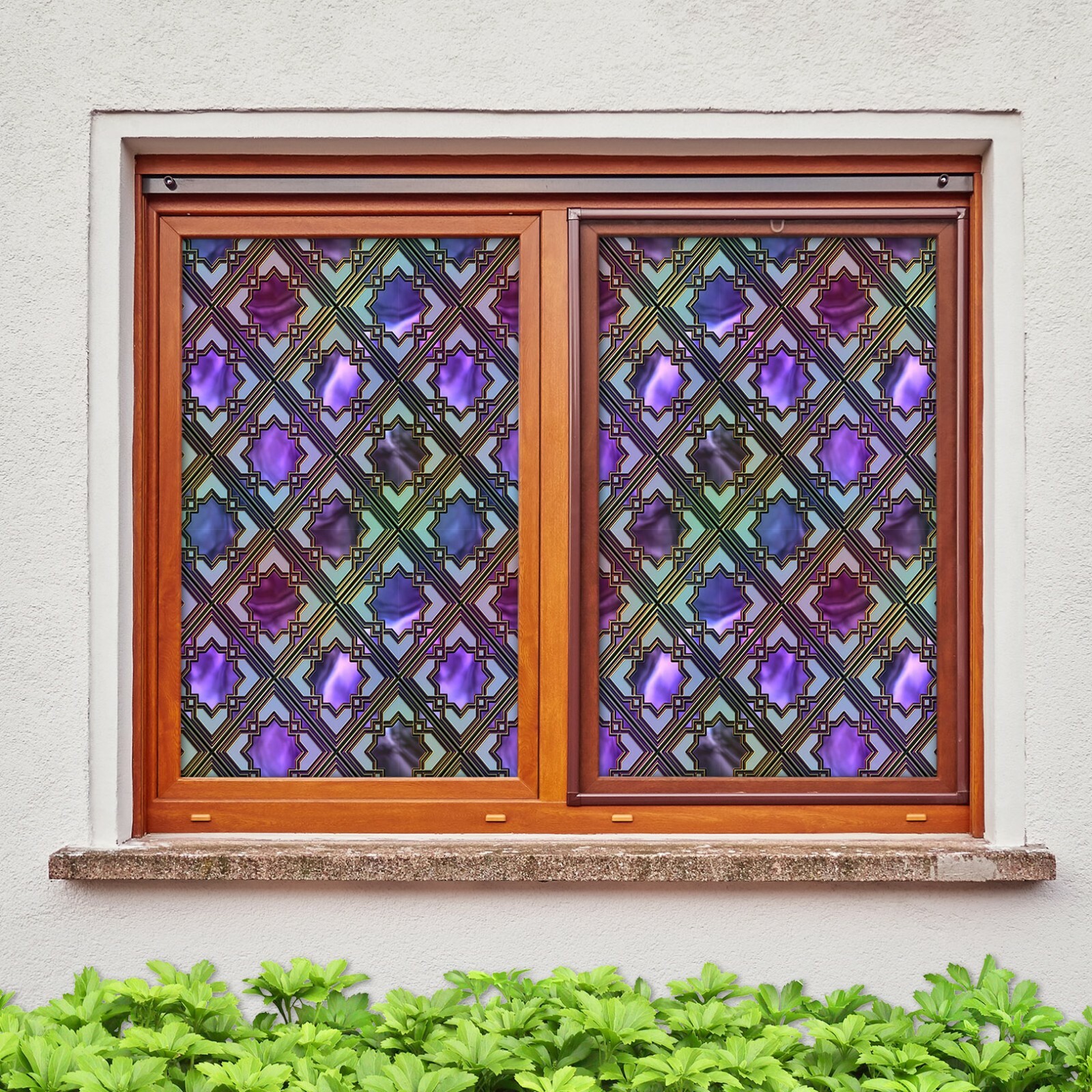3D Purple Glass ZHU527 Window Film Print Sticker Cling Stained Glass UV Zoe