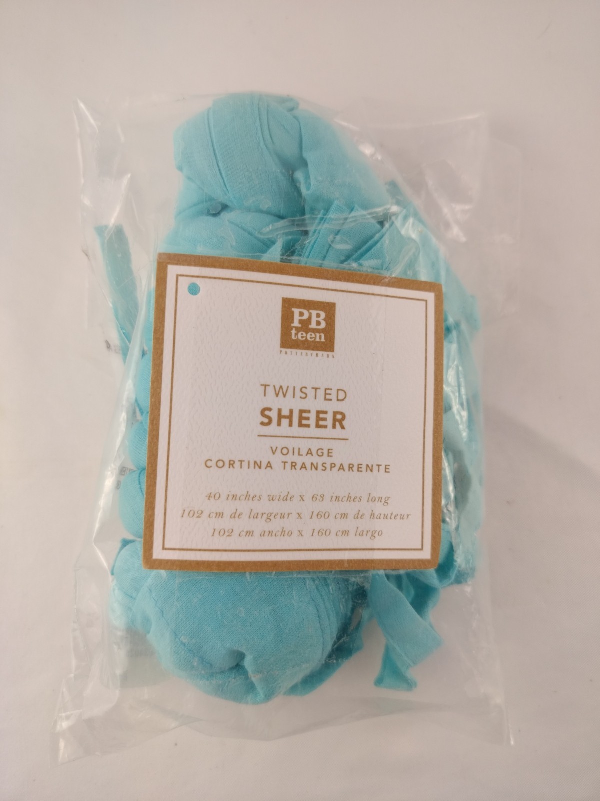 NEW Pottery Barn Teen Twisted Sheer Tie Drape 63″x40″ Pool Blue