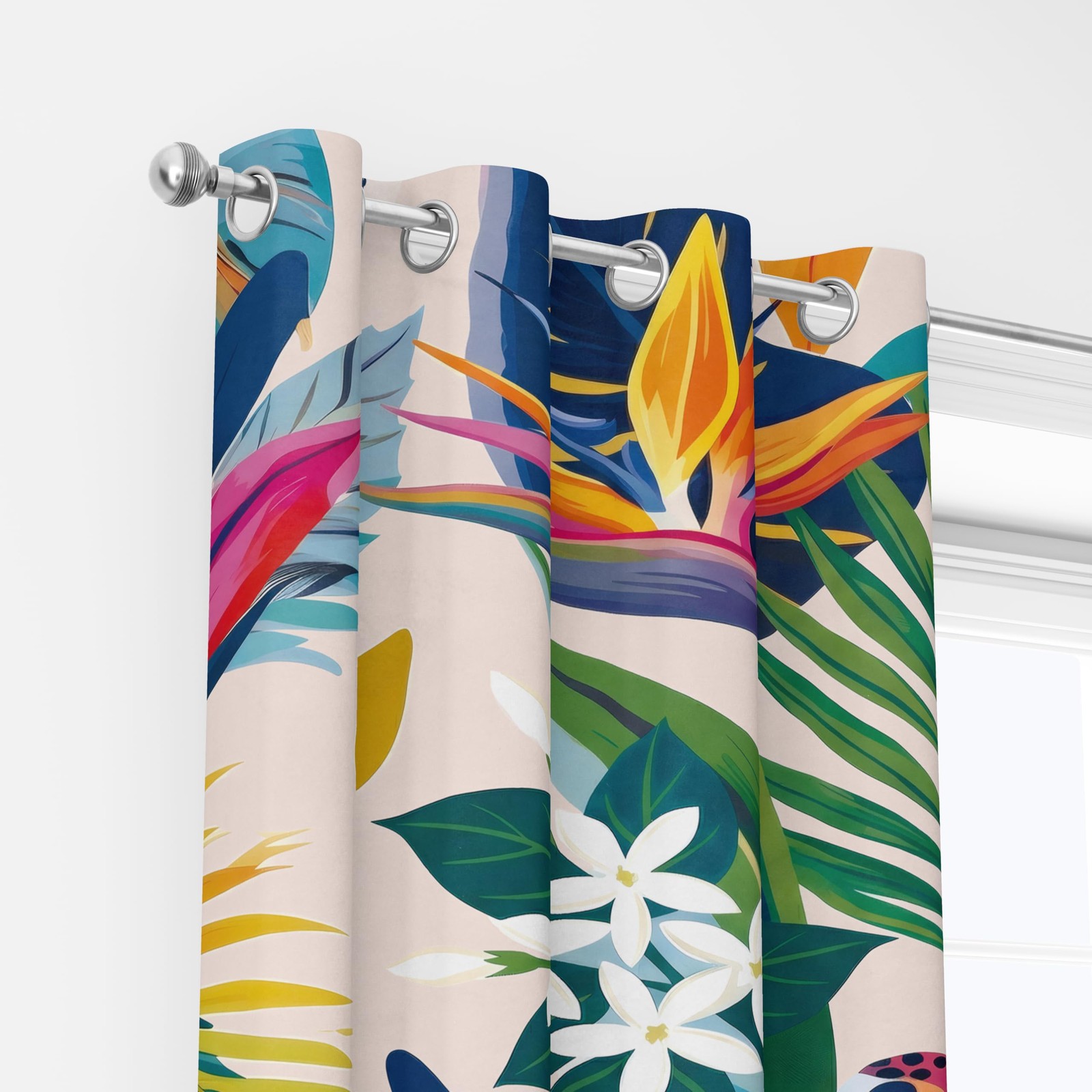 Colorful Tropical Blackout Curtains, Jungle Leaf Boho Abstract Aesthetic Art …
