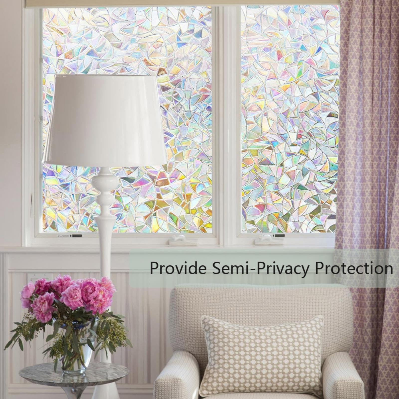 Finnez Window Film Decorative Privacy Film 3D No Glue Glass Sticker for Glass…