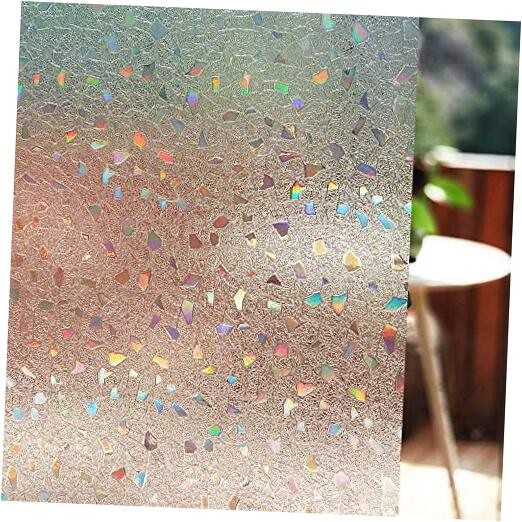 Decorative Window Film, Stained Window 35.4 x 157.4 Inch Clear-rubble Pattern