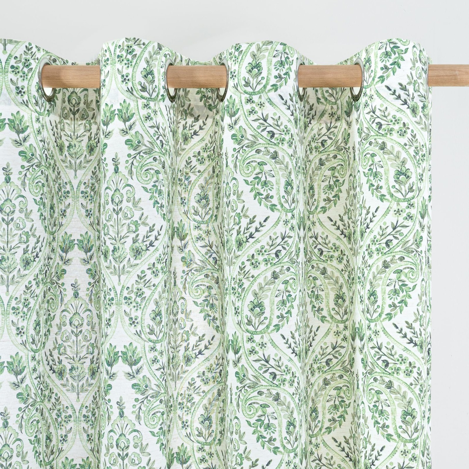 Green Curtains for Living Room – Spring Leaf Floral Pattern Printed Curtains …
