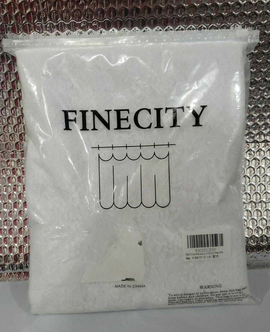 FINECITY FLORAL WHITE LACE CURTIN 52» X 45» 2 PANELS FC008-F01