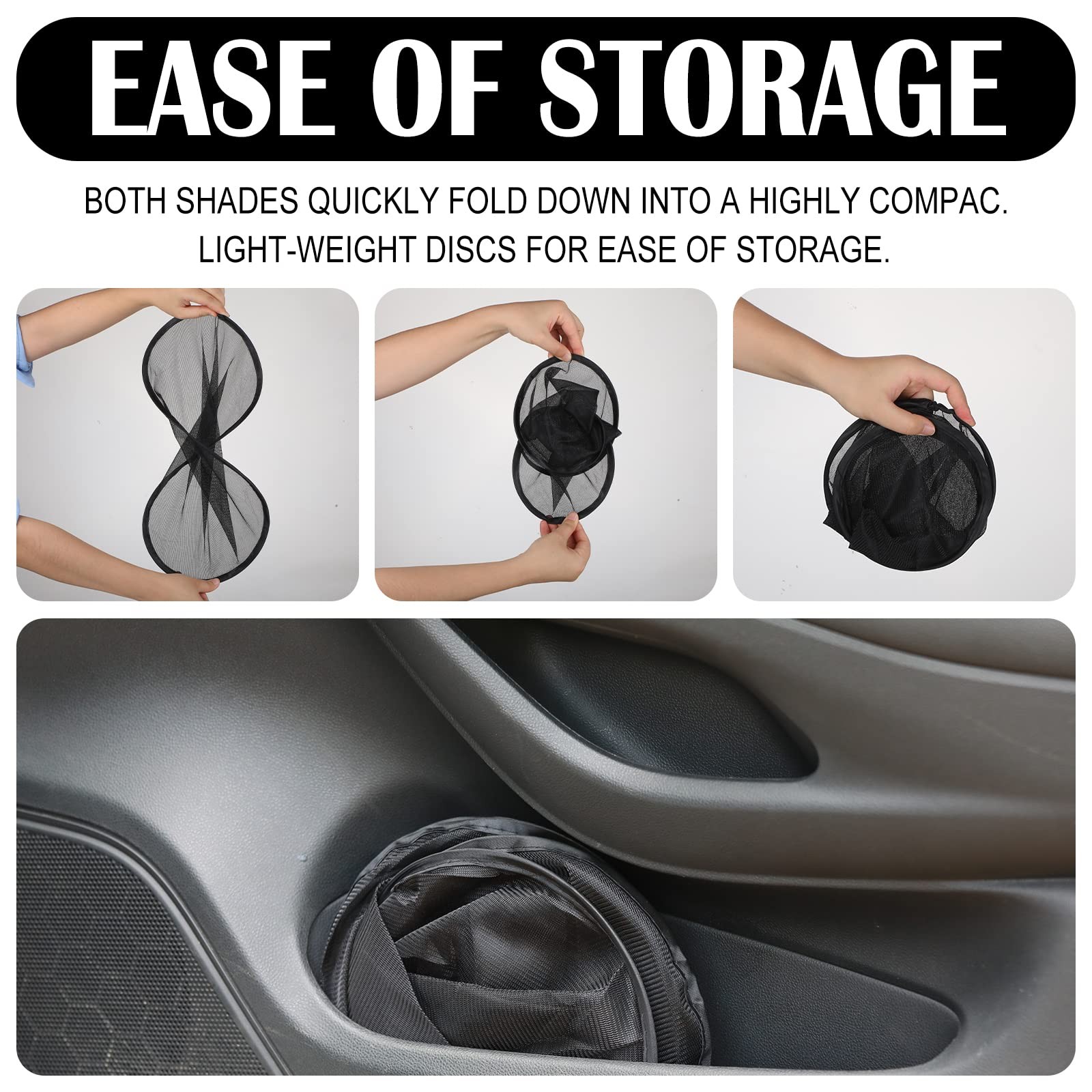 Tallew 4 Pack Car Window Shades Cling Sunshade for Sun Shade Compact, Black
