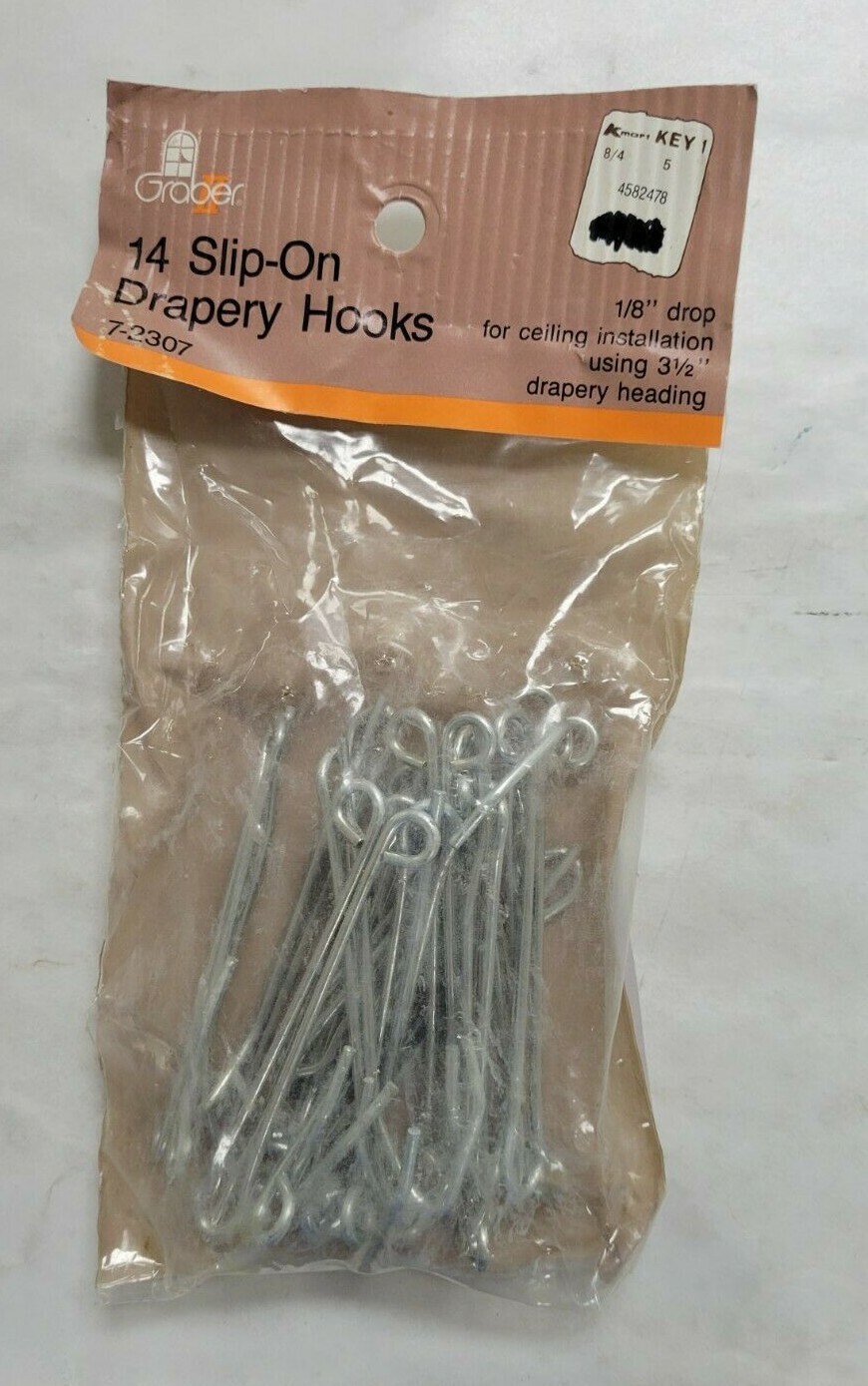Graber 3″ Slip On Drapery Hooks with 1/8-Inch Drop. 14 Hooks per Bag – Qty 43