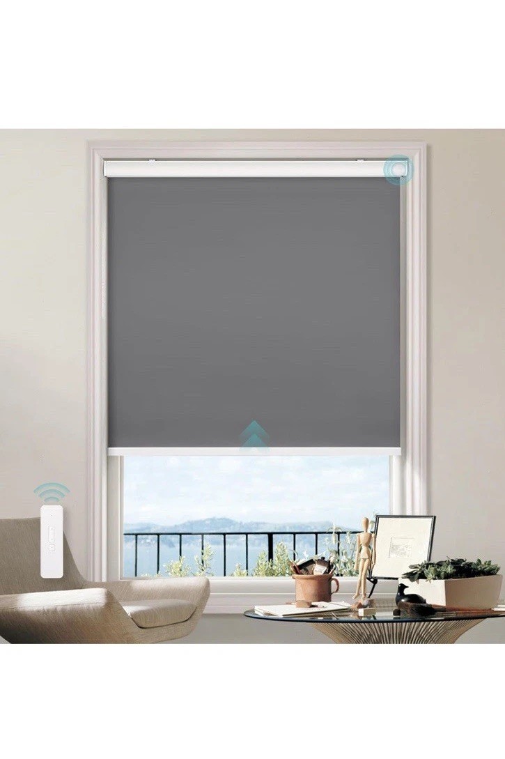 Motorized Roller Shade, Grey 33 1/3 x 72inch