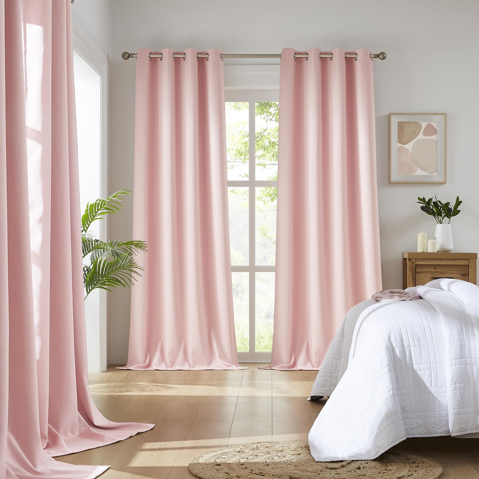 Baby Pink Curtains 45 Inch Length For Kids Room Thermal Insulated Blackout Curta