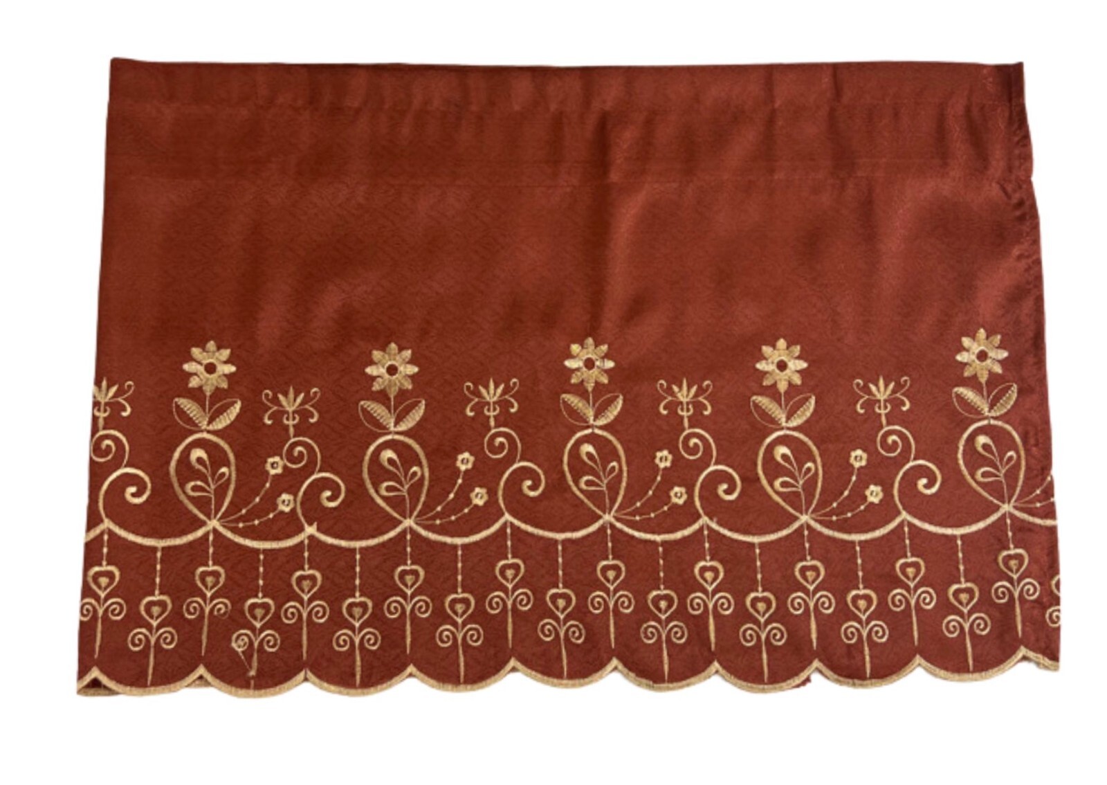 Victoria Classic Aileen Floral Window Valance Cinnamon Gold Embroidery 60″ x 18″