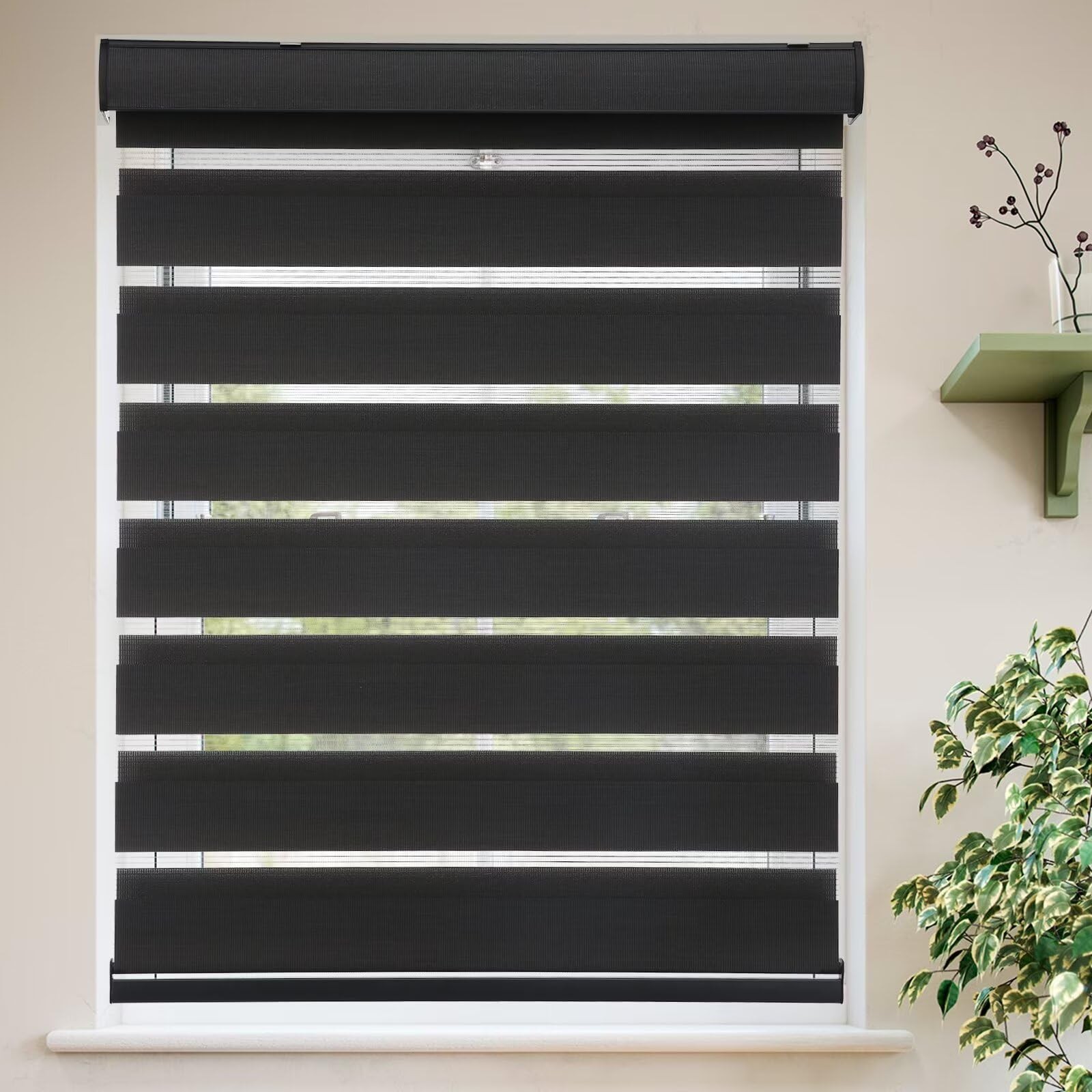 Myshade Cordless Roller Shades Zebra Blinds – Dual Layer Day Night Light