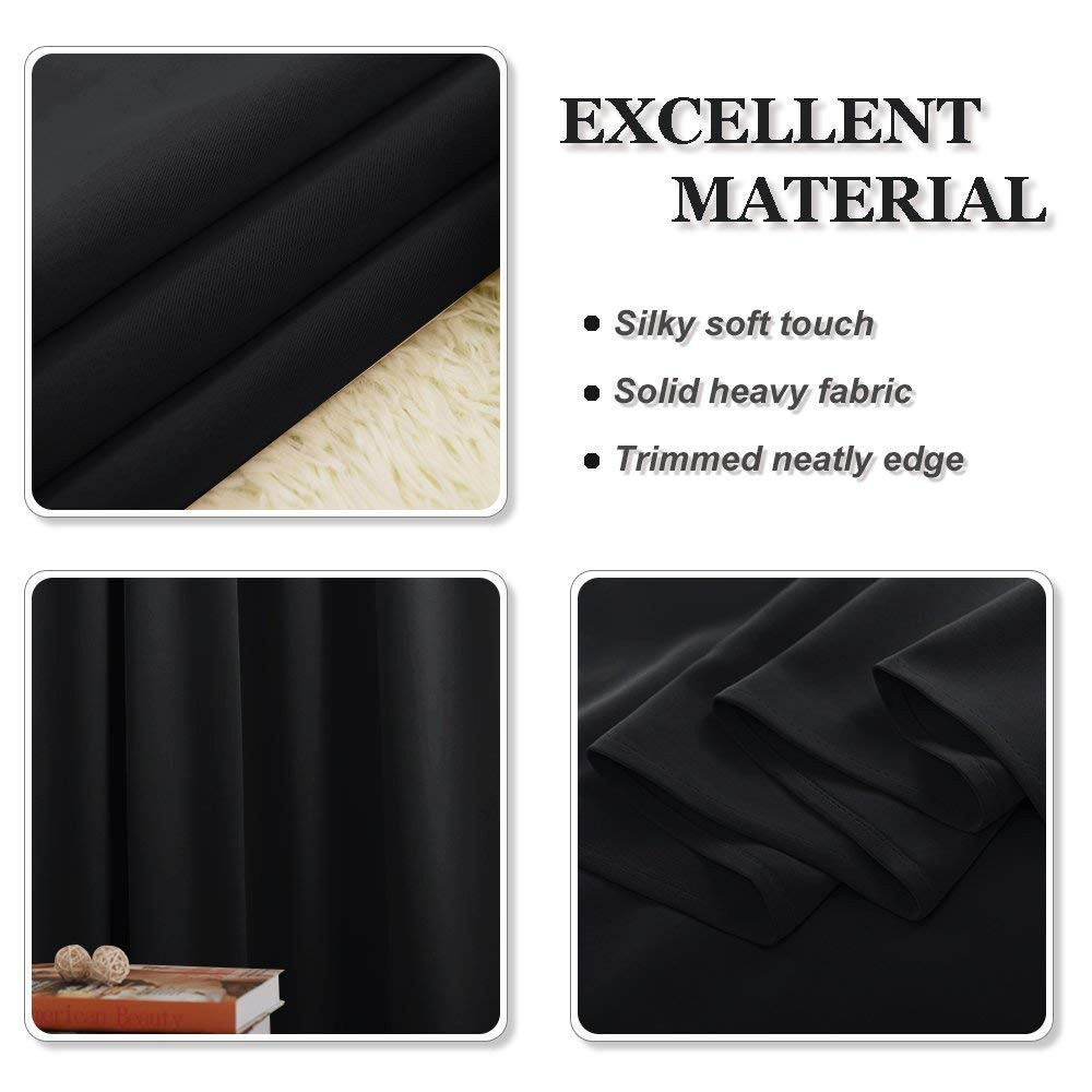 Short Blackout Curtains 45 inch Long – Thermal Insulated Black Curtains for B…