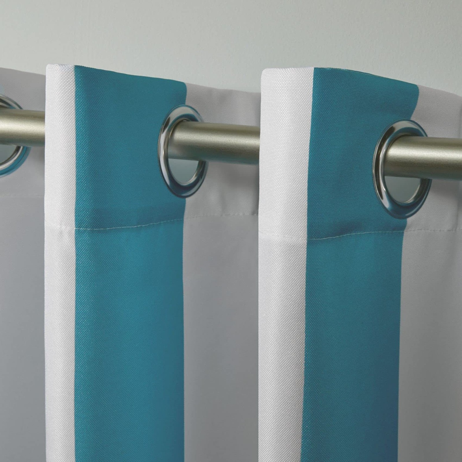 Exclusive Home Canopy Stripe Indoor/Outdoor Grommet Top Curtain Panel, 54″x10