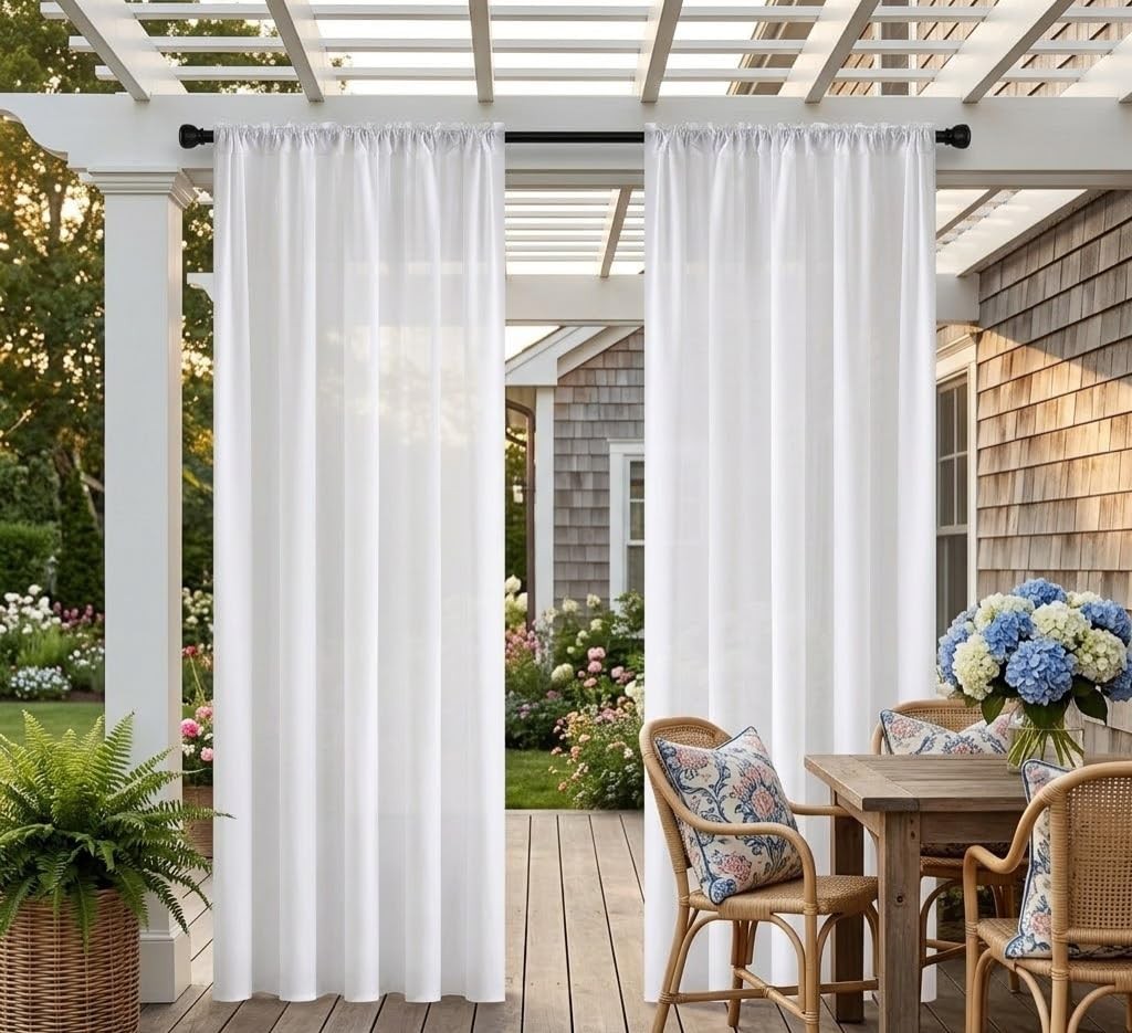 Non-See-Through Privacy White Sheer Curtains 96 inches Long 2 Panels, 52″ Wid…