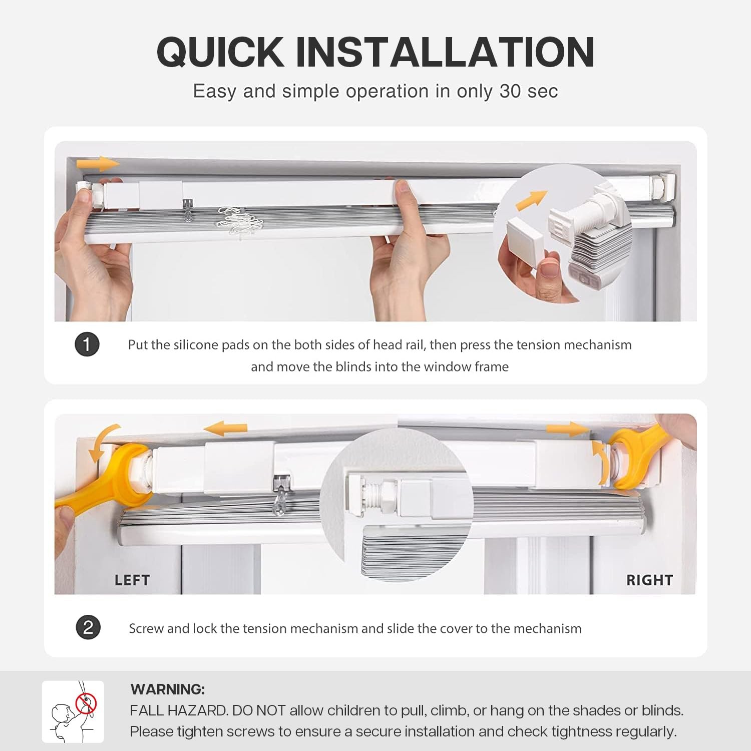 Lazblinds No Tools-No Drill 1 Aluminum Mini Blinds Cordless Blinds For Indoor
