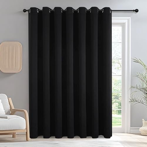 100% Blackout Curtains for 100″W x 84″L (Pack of 1) Total Blackout | Black