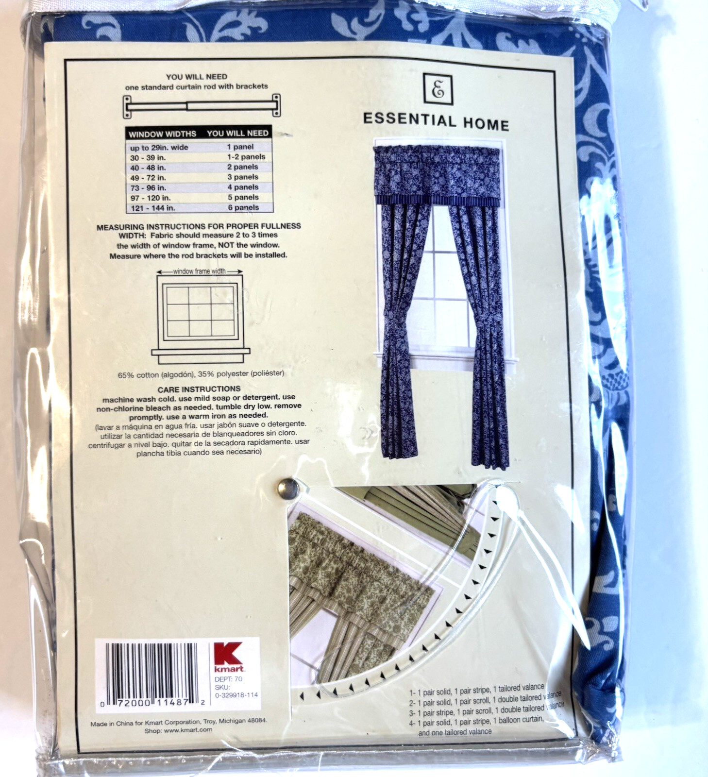 2 Packs Essential Home Blue Paisley Pair Panel Curtain 80″ X 84″