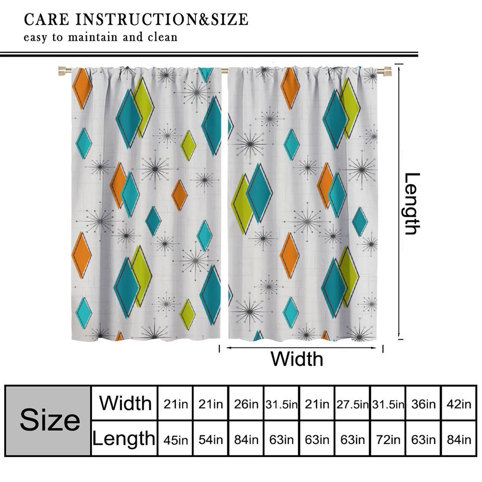 Yearn Jear Mid Century Modern Curtains Abstract Atomic Starburst Geometric