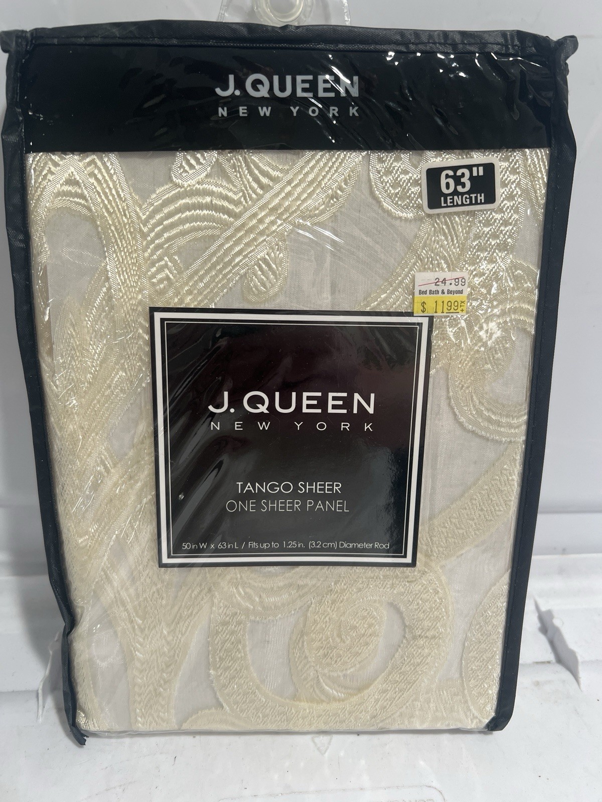 J. Queen New York Tango Sheer One Sheet Panel Curtain 50”x63” NEW