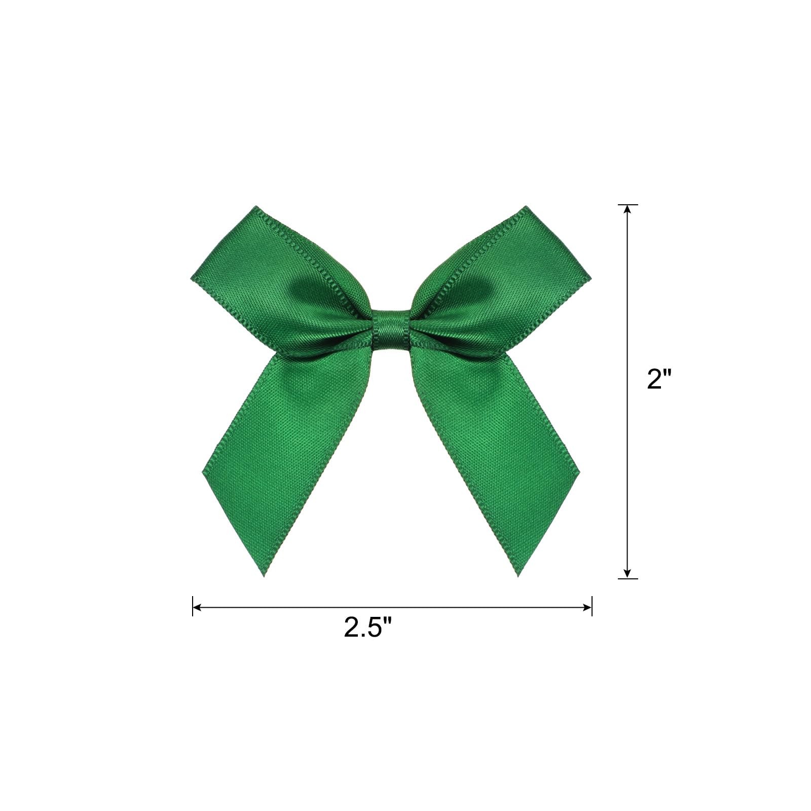 50 PCS Emerald Green Mini Fabric Satin Ribbon Flower Bows Craft DIY 2.5 Inch