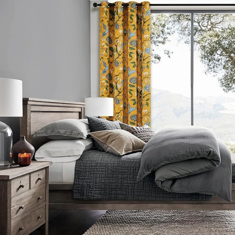 Hummingbird Window Curtains Set Room Darkening Drapes Energy Efficient Blackout