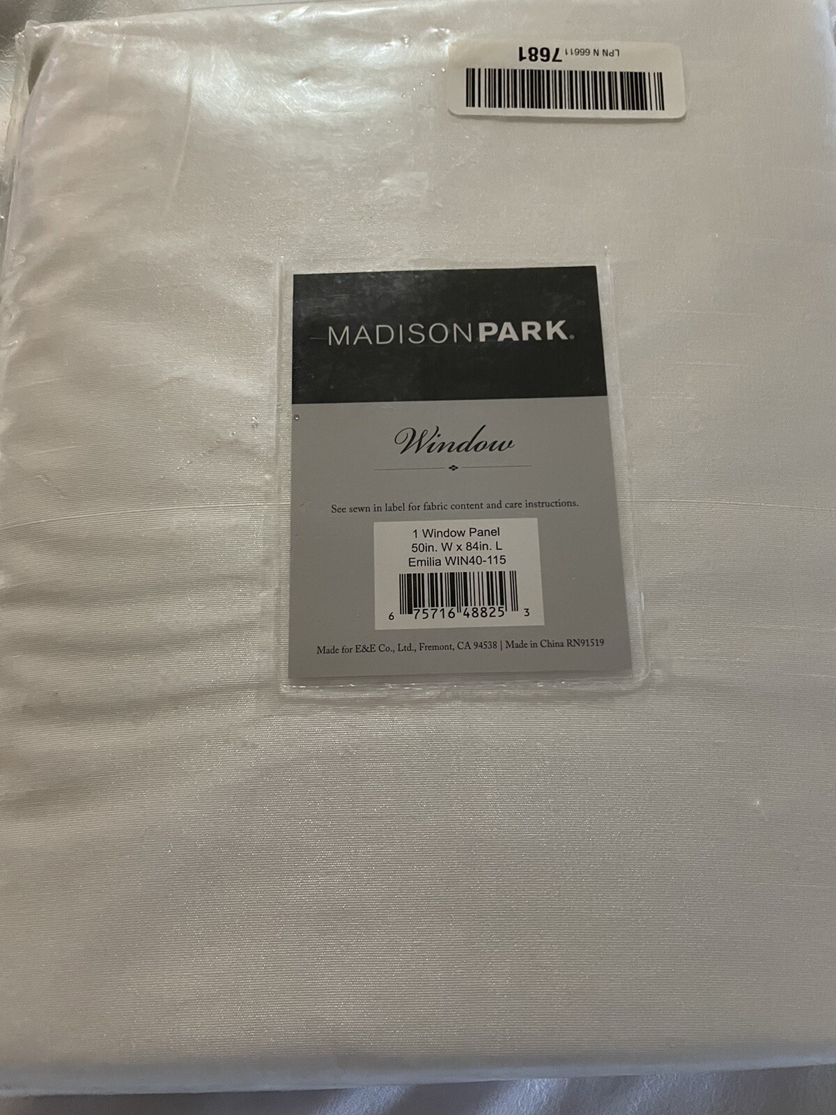 Madison Park Window Panel 1 Emilia White 84”x 50” DIY Twist Tab Top NIP EZ Insta