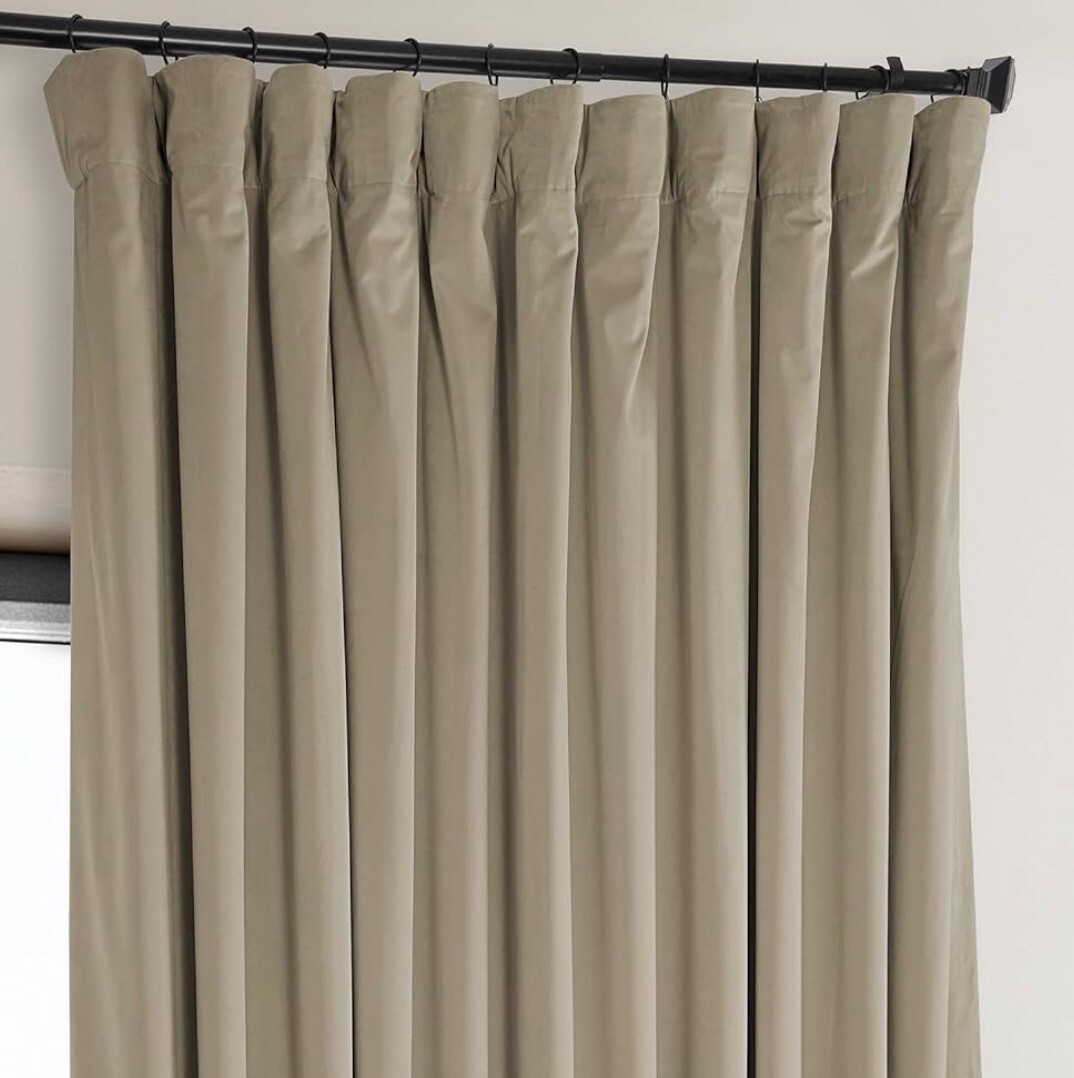 Plush Light Beige Tan Velvet Curtain Panel 100 X 108 Pole Pocket Hang 3 Ways