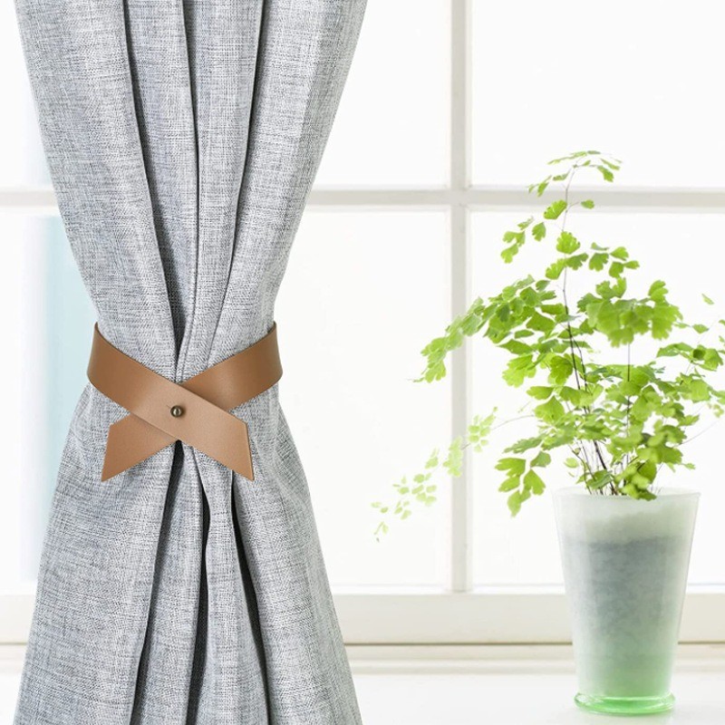 Upgraded Reliable Stable Compact Hole-Free Nordic Style Leather Curtain Tiebacks