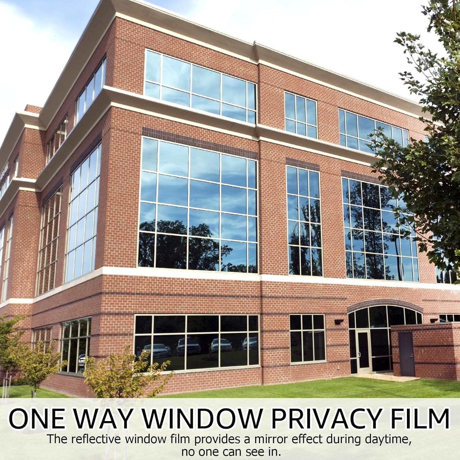 HIDBEA One Way Window Film, Daytime Privacy Sun 35.4 x 78.7 Inch Silver Black