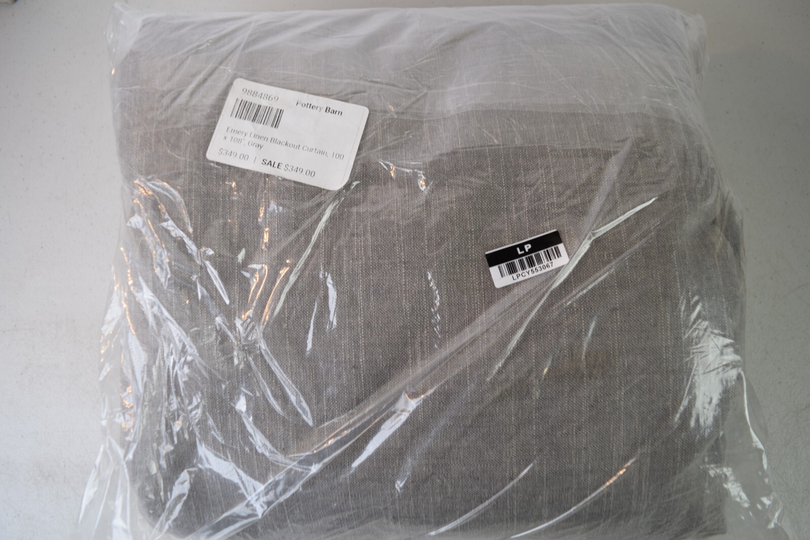 Pottery Barn Emery GRAY 3 in 1 pole top black out curtain. 100 x 108