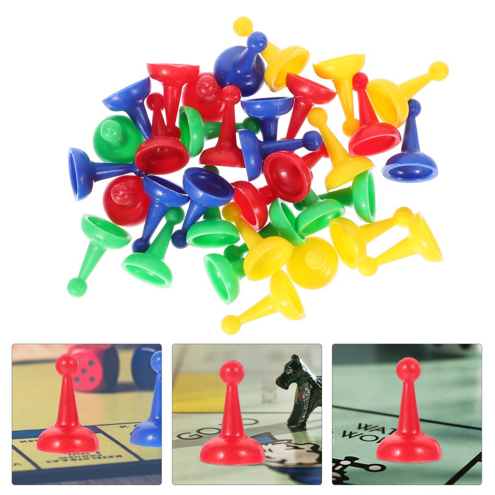 40Pcs Replacement Plastic Chess Pieces for Board Games Assorted Color Tokens