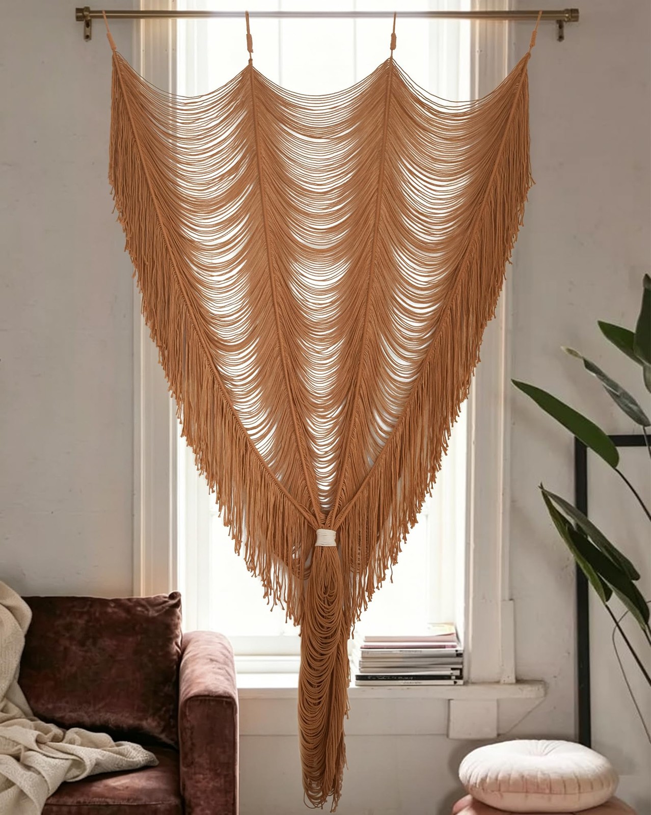 Macrame Curtain Boho Curtain Doorway Window Wall Decor Fiber Yarn Art Handwov…