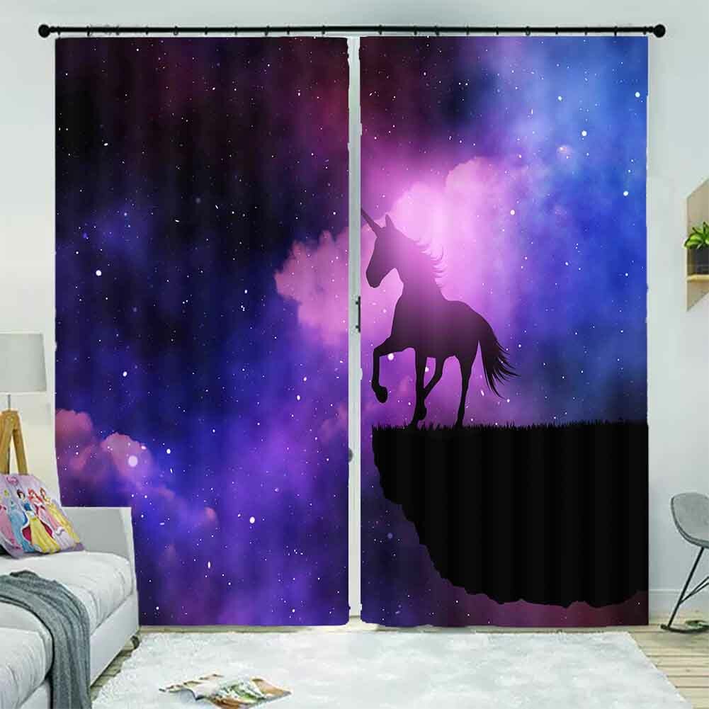 A Steed Edge Of A Cliff 3D Blockout Photo Print Curtain Fabric Curtains Window