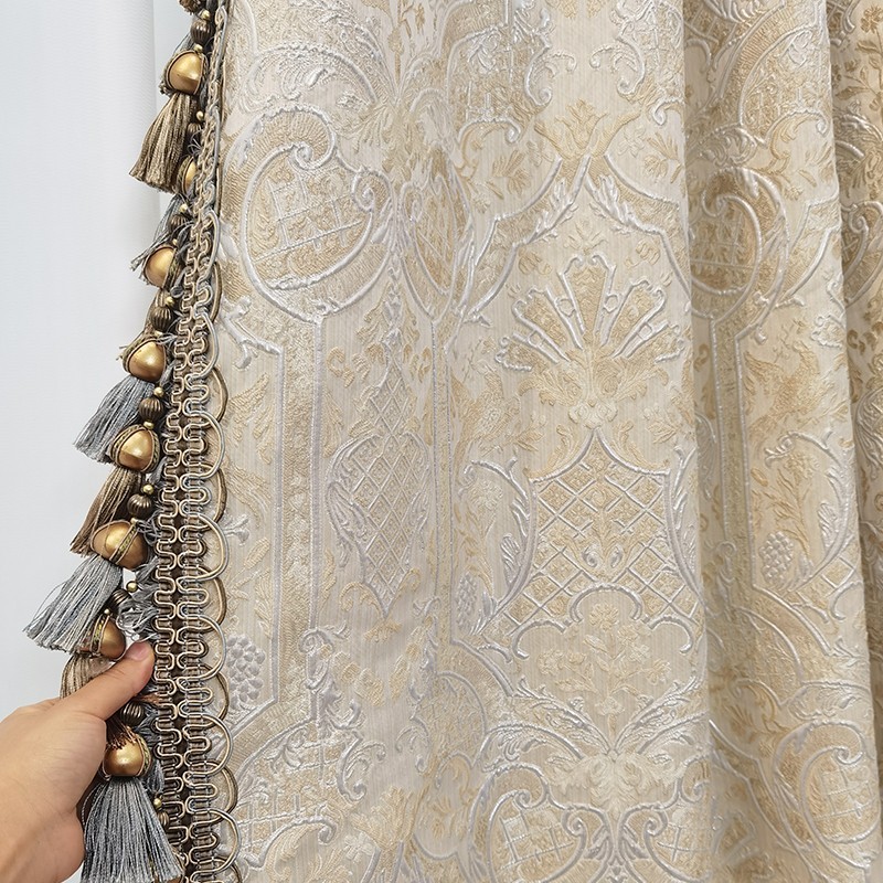 luxury French classical cloth jacquard relief shade livingroom curtain M1755