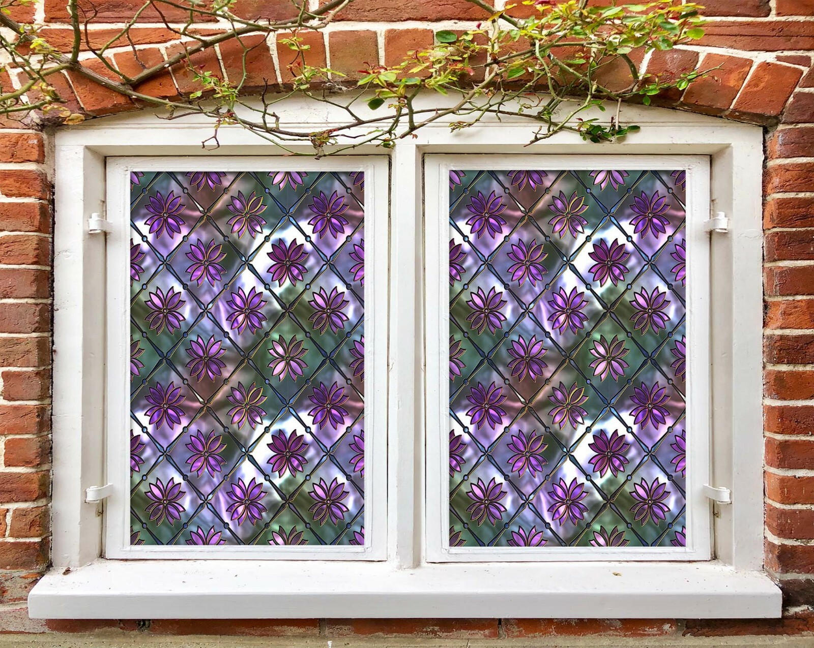 3D Purple Flower O523 Window Film Print Sticker Cling Stained Glass UV Block Am