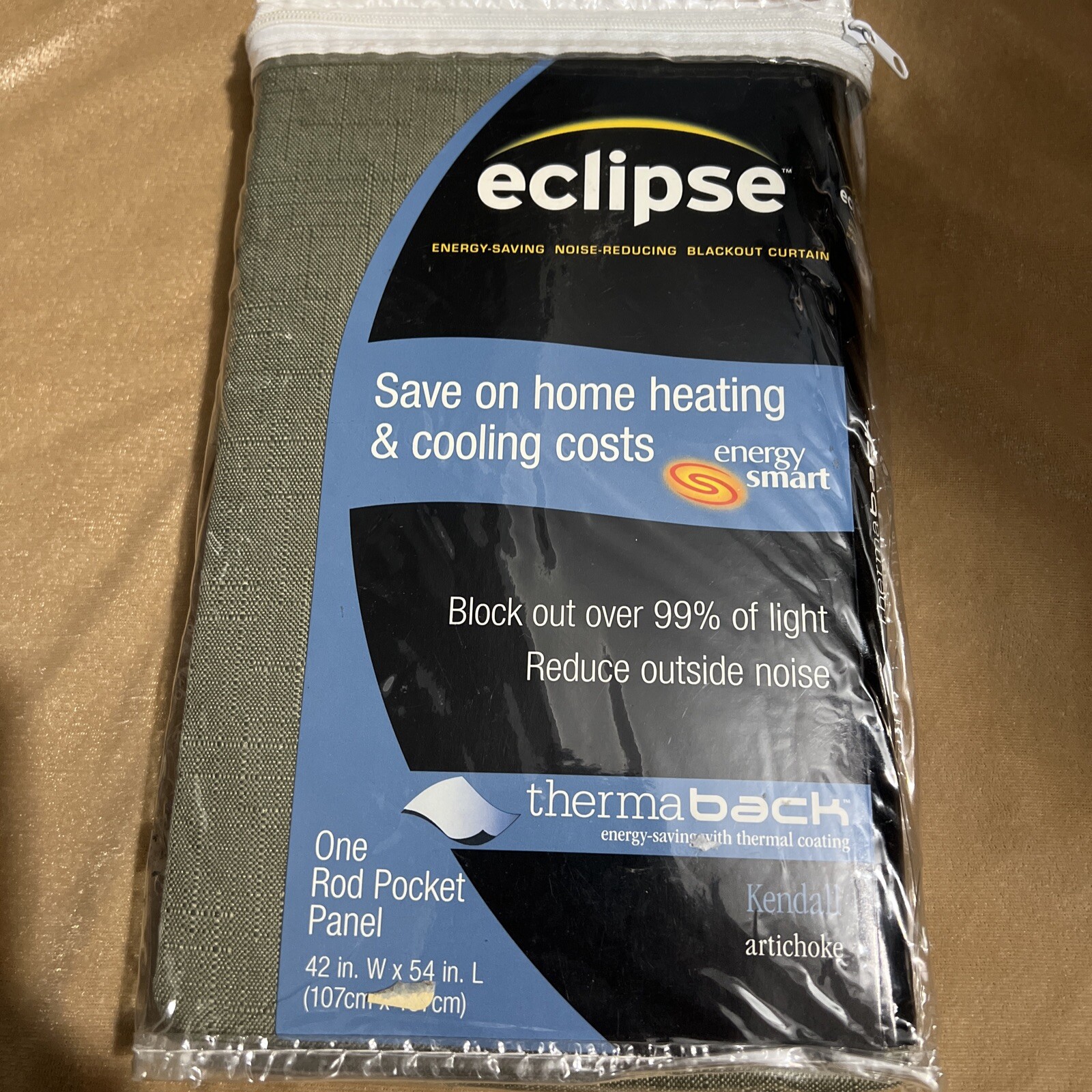 Esclipse therma back bedroom curtain blackout 42in W x 54in L each artichoke