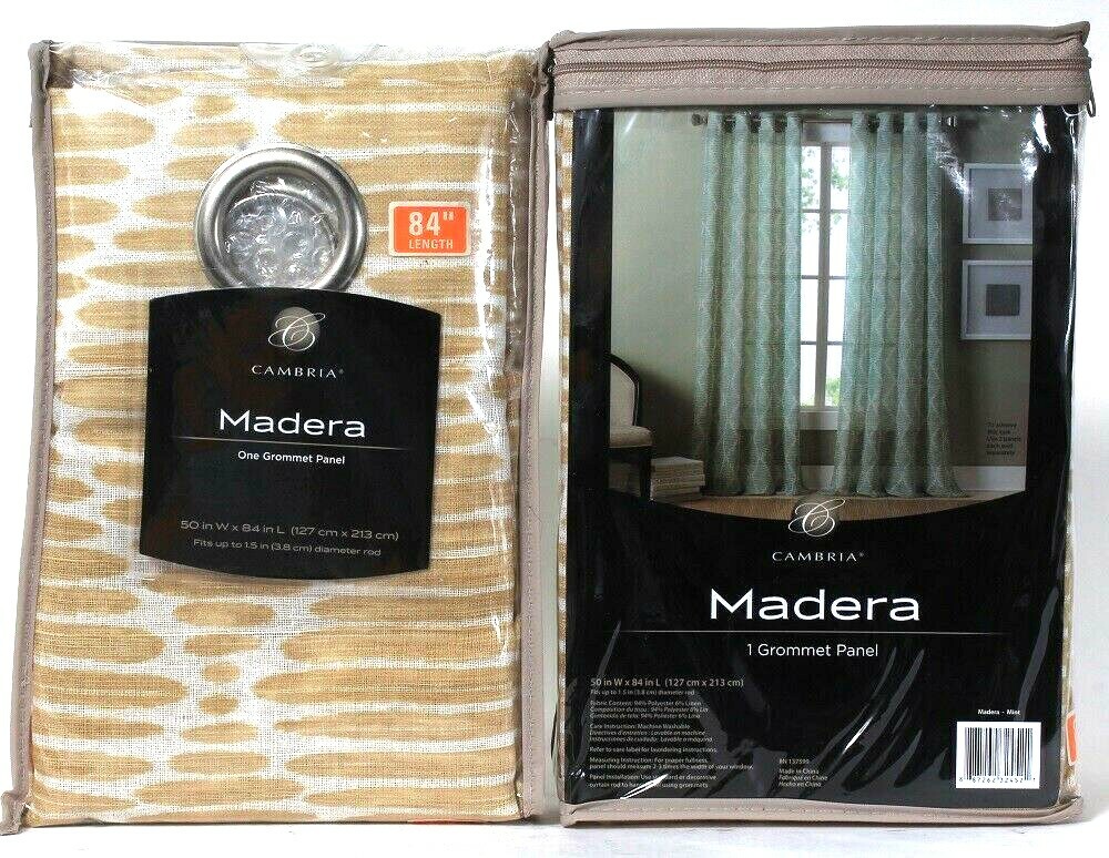2 Count Cambria Madera 50 In X 84 In Mint 94% Polyester & 6% Linen Grommet Panel
