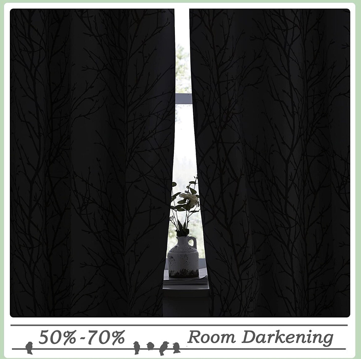 NICETOWN Tree Branch Printed Window Curtains/Drapes W/Grommet Top(W52*L84inches)