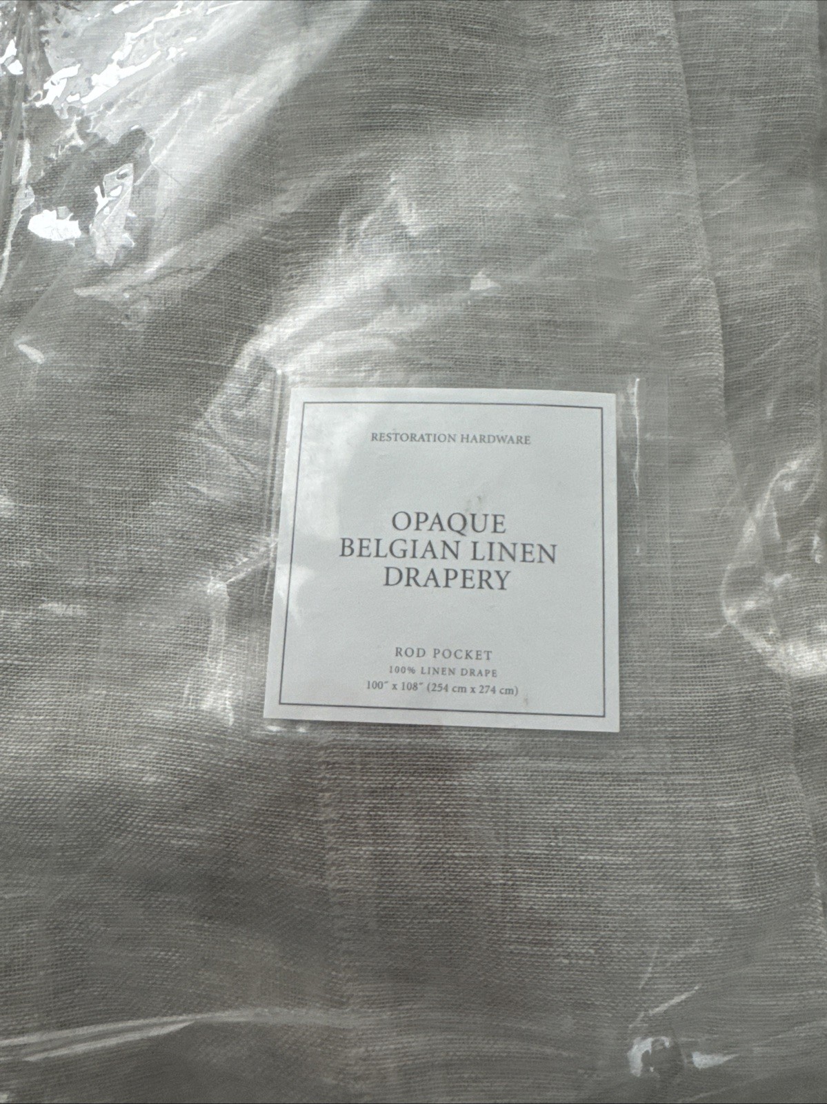 NEW Restoration Hardware Belgian Sheer Linen Drapery Panel Sand 100”x108”