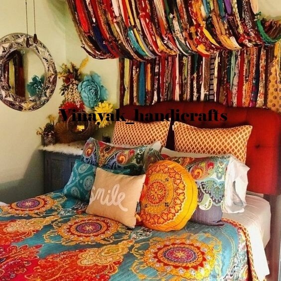 50 Strands, Bohemian gypsy rag Window Bohemian Valance Indian Backdrop curtains