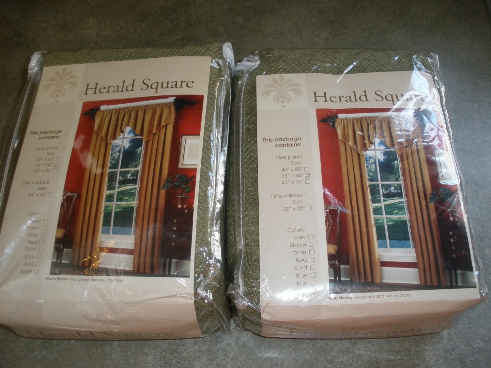 Lot of 2 Panels Herald Square 43″ x 84″ Each Curtain Panel SAGE color (O16)