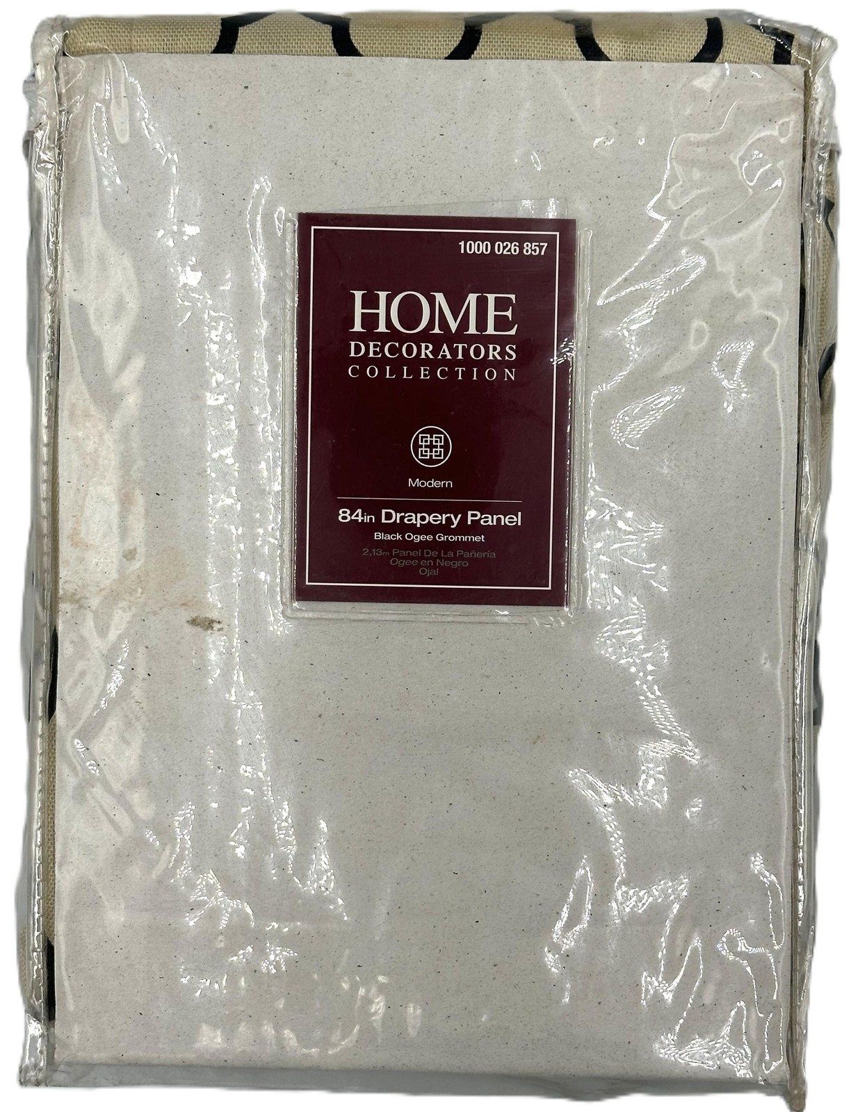 Home Decorators Collection Cream w/Black Ogee Grommet Curtain, 50in W x 84in L