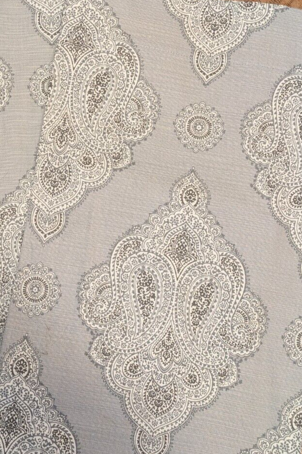 Envogue Gray & White Paisley Tab Top Curtain Panel Set of (2) 50″x96″