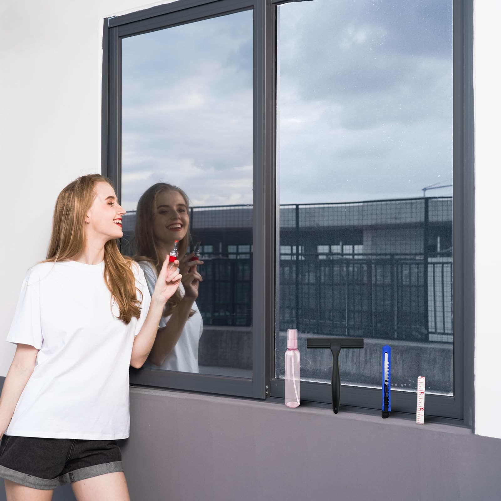One Way Window Privacy Film with Tools, Malleable 17.5Inch×78.7Inch, Black