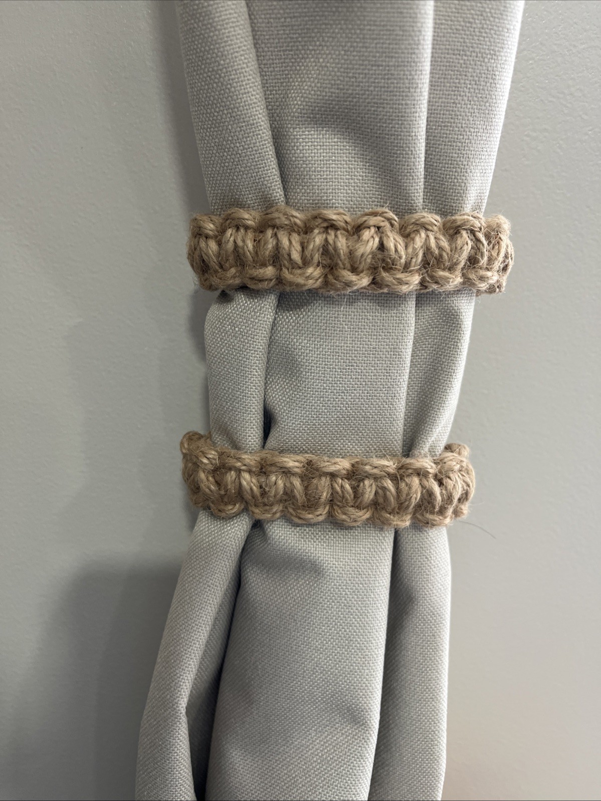 Curtain Tiebacks Twists Jute Rope Holder Clips 2 In Set Beige Adjustable