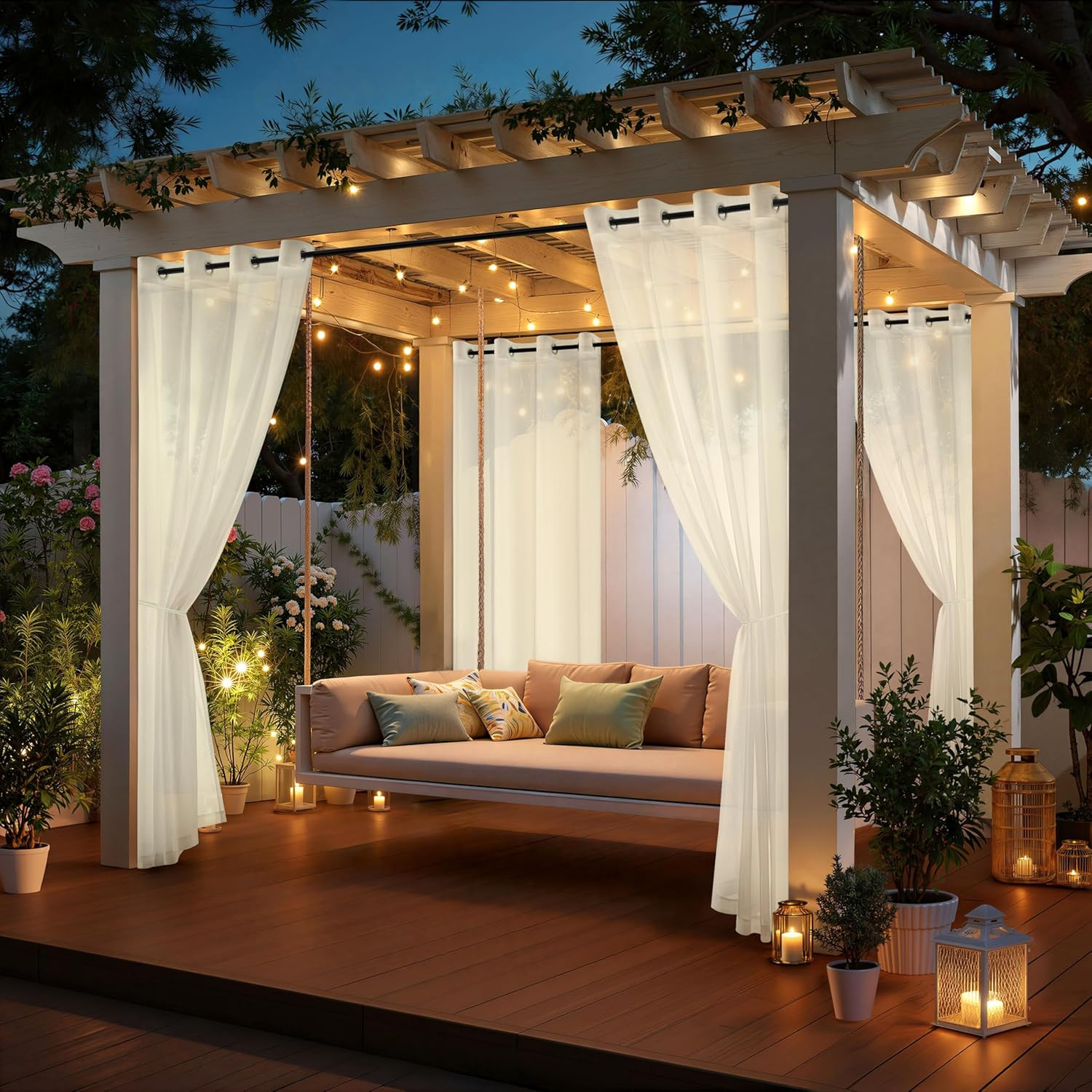 MIULEE Outdoor Curtain for Patio Waterproof, 4 Panels 54 x 84 Inch – Grommet Out