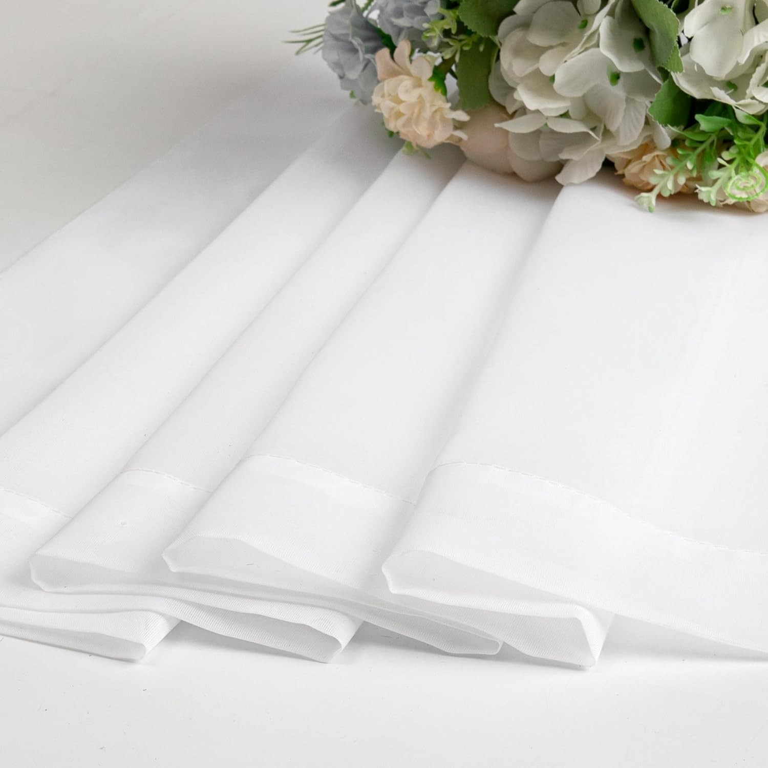 Durable Sheer Valances – 42W x 14L White Curtains Pack of 2, Eco-Friendly Style