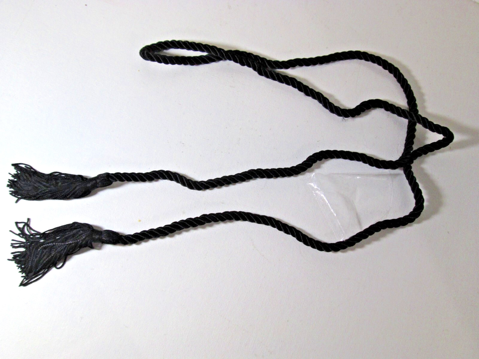 Extra Long Curtain Tieback Weaved Cord Belts 5/8″ with End Tassel Black 67″