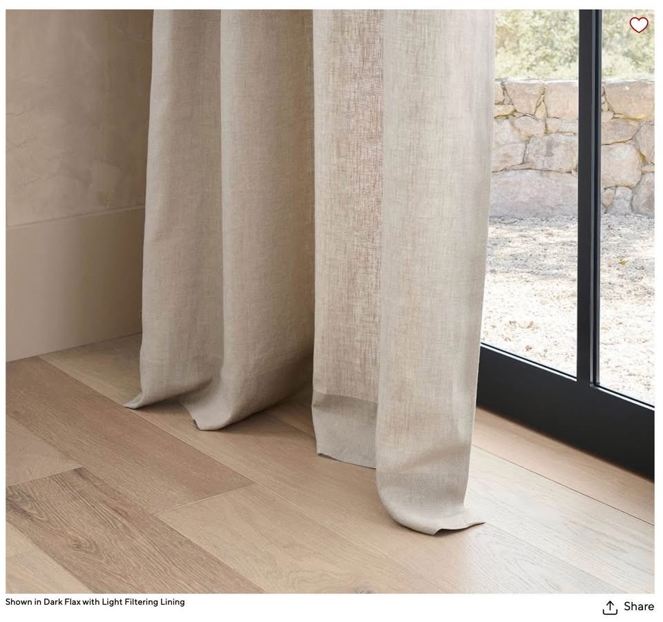 Brand New West Elm 48W x 84L European Flax Linen SHEER Drapes. Set of 2